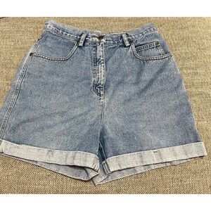 Lizwear Vintage Y2K Light Wash Denim High Waisted Cuffed Shorts W Size 10